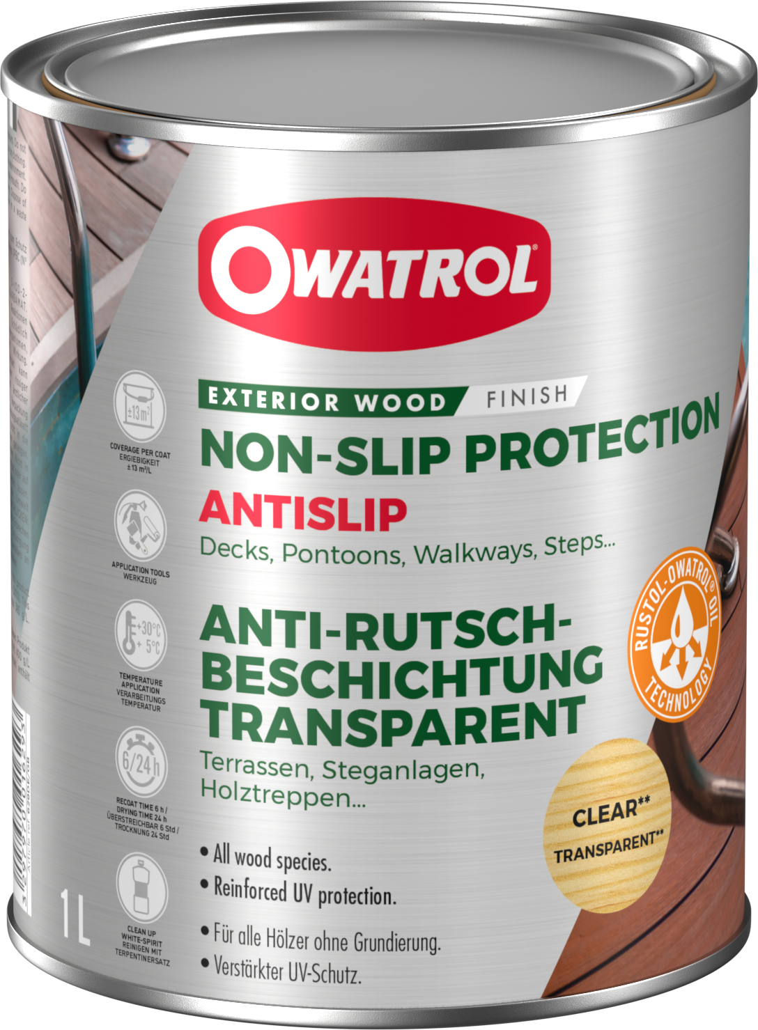 Owatrol Antislip Holzschutz mit Antirutsch-Wirkung
